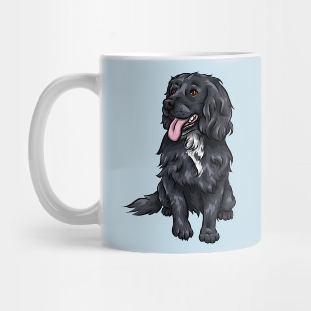 Cute Black Cocker Spaniel Dog by Shirin Illustration